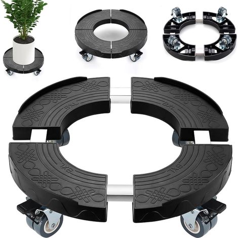 Pflanzenroller RéGlable 38-51cm, Chariot à Fleurs Rond, Support à Roues Pour Plantes 200Kg, Chariot à Plantes Pour ExtéRieur, Sous-Verre Pour Pot de Fleurs Avec Roues, Sous-Verre Rond pour Fleurs (1/5)