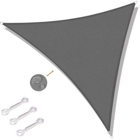Shade of shading triangular 4 x 4 x 4 m - Fabric of shading protected against the UV for outdoor, patios, garden - Gray (1/5)