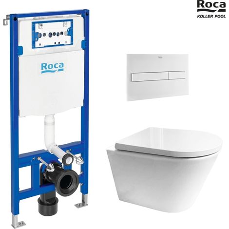 BASTIDOR ROCA DUPLO PACK CISTERNA EMPOTRADA Y PULSADOR PL7 BLANCO MATE CON WC VORTEX ORION TAPA ENVOLVENTE BL (1/5)