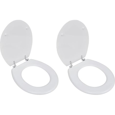 Juego de dos asientos de tapa de WC con revestimiento de MDF blanco 020002944 (1/5)