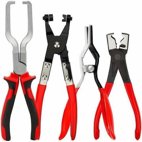 Kit d'outils pour colliers de serrage - 4 pièces : pince pour conduite de carburant, pince de déconnexion électrique, extracteur de relais (1/4)