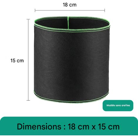 Sacs de culture non tissés robustes sans poignées pour légumes, fleurs, arbres, jardinage extérieur et intérieur – Bord vert 18 x 15 (1 gallon)