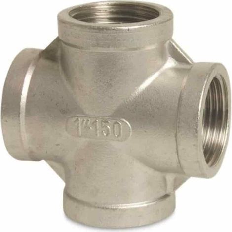 Edelstahlfitting, Gewindefitting Edelstahl, Kreuzstück Edelstahl, V4A Fitting, 1 1/4 Zoll IG
