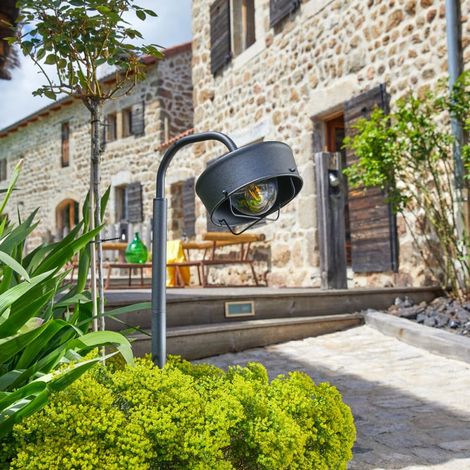 Borne Lumineuse Extérieure 60W max E27 Acier Noir WOLTZ (1/3)