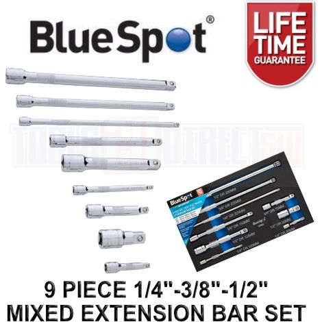Blue Spot Tools 9 Piece 1/4"-3/8"-1/2" Mixed Extension Bar Set (1/3)