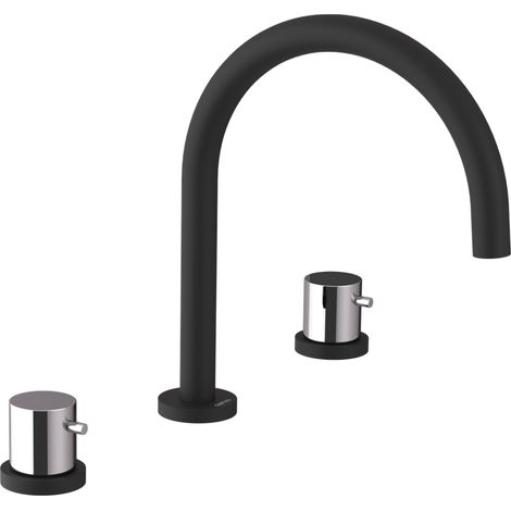 Sapho Ultramix - Mélangeur lavabo, montage 3 trous, noir mat/chrome UT017BC (1/2)