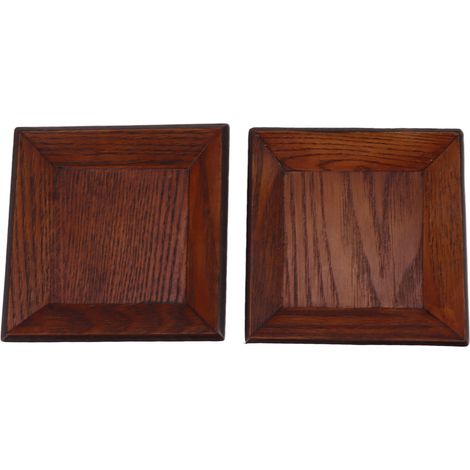 Lot de 2 assiettes à dessert carrées en bois de style japonais, pour biscuits et amuse-gueules, petite taille (8,5 x 8,5 cm). (1/5)