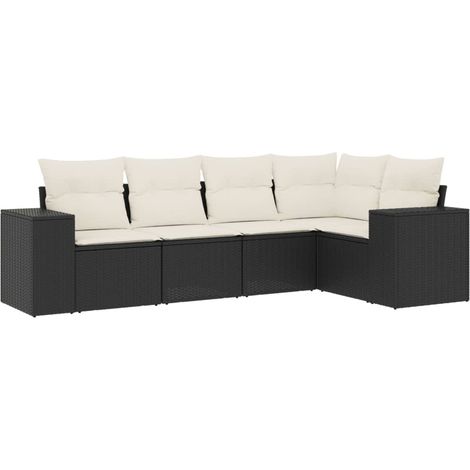 Maison Exclusive - 5-tlg. Garten-Sofagarnitur mit Kissen Schwarz