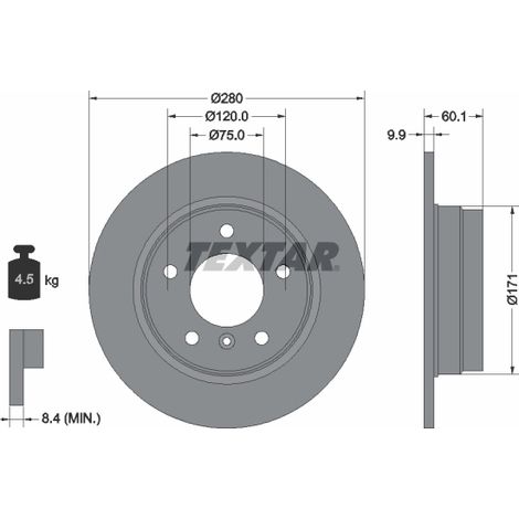 Lot de 2 Disques de frein Textar 92055703 BMW 1158936 1162289 1164511 1165457