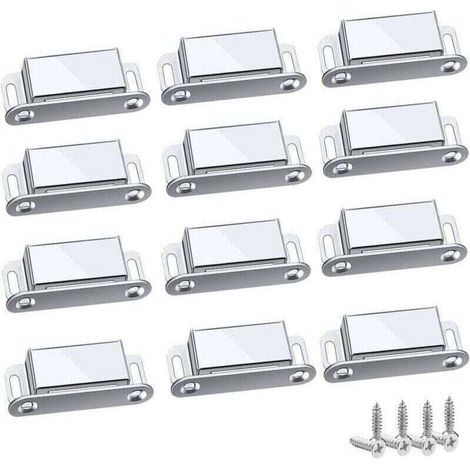 Loquet Magnetique, XU, 12 Pièces Aimants loqueteaux magnétiques Placard Aimant Puissant Robuste Jusqu'à 6kg, Destiné à Tiroirs Porte de Douche Aimanté Armoire Cabinet, Meubles (45mm-12p - KZQ (1/4)