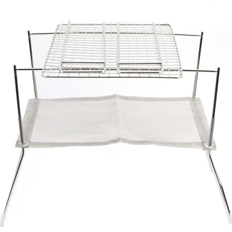 Barbecue d'extérieur pliable en fil d'acier inoxydable avec grille de cuisson pour barbecue et camping
