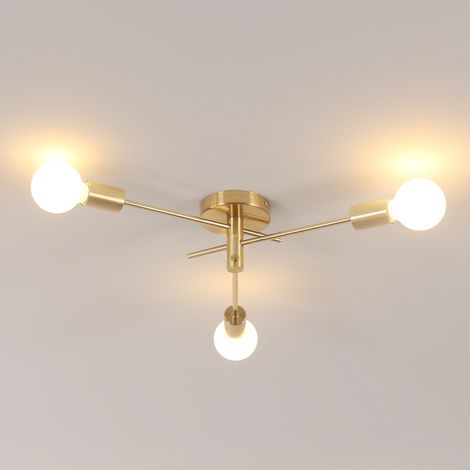 COMELYIndustrial Ceiling Light, 3 Lights E27 Retro Vintage Metal Ceiling Lamp, Modern Gold Living Room Chandelier, Retro Pendant Light Fixture for Living Room Dining Room Bedroom Kitchen Restaurant