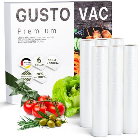 6 Rouleaux Sous-Vide Gaufrés fabriqués en Europe 30x300cm - Sans BPA - Sac Sous Vide Alimentaire Texturés Rouleau Sous Vide Alimentaire Film Sous Vide Alimentaire Sacs Sous Vide pour Machine (1/5)