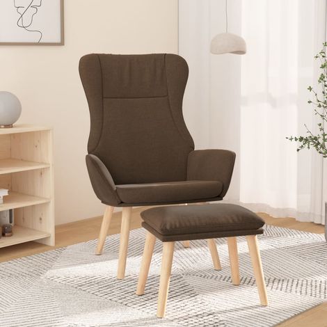 Chaise de relaxation avec repose-pied Chaise scandinave Chaise de salon Marron Tissu 52964 (1/5)