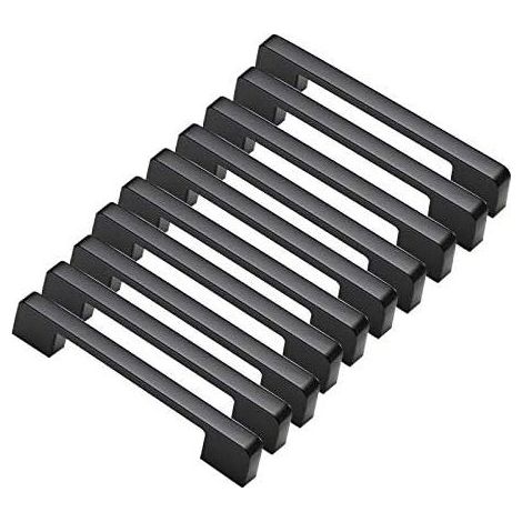 Set mit 10 schwarzen Aluminium-Möbelgriffen – 160 mm Mittenabstand – T-Griff – 20 Schrauben inklusive – Für Schränke und Schubladen – Denuotop (1/5)
