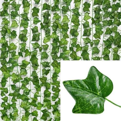 fausses plantes suspendues fausse vigne de lierre feuilles de lierre artificielles pour mur - Creeper Leaves-30M (15 String)