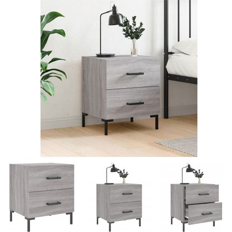 The Living Store Nachttisch Grau Sonoma 40x35x47,5 cm Holzwerkstoff - Nachttische (1/5)
