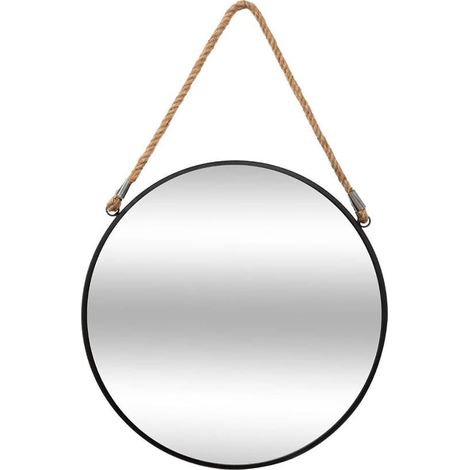 Espejo 'Corde' negro - metal D. 38 cm - Atmosphera créateur d'intérieur (1/3)