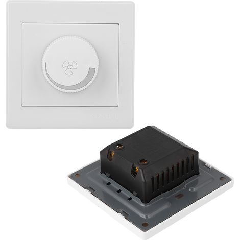 Drehzahlregler für Deckenventilatoren, weiße Wandplatte, Drehknopf, AC250V 100W 86x86mm (1/5)
