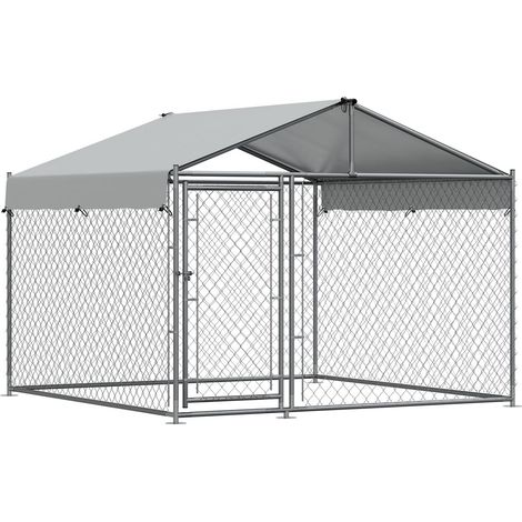 Dellonda DG281 Galvanised Steel Dog Kennel with Roof Cover & Chain Link Fencing (1/5)