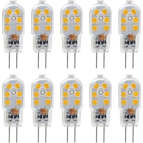Ampoule LED G4 12 V, 1 W équivalent à une ampoule halogène de 10 W, sans scintillement, 200 lm, blanc chaud (3000 K), angle de diffusion de 360°, non dimmable, lot de 10 (1/4)