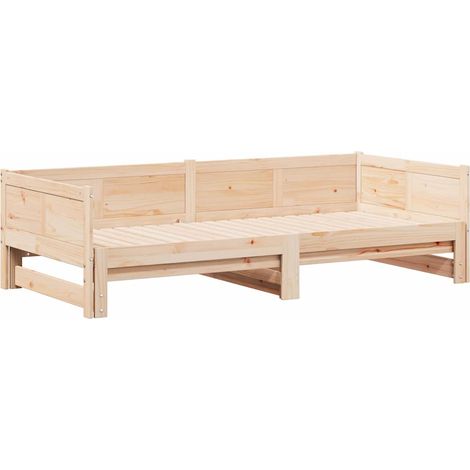 Lit double,Lit adulte,Lit escamotable 90x200 cm bois massif pin CFW22431 (1/5)