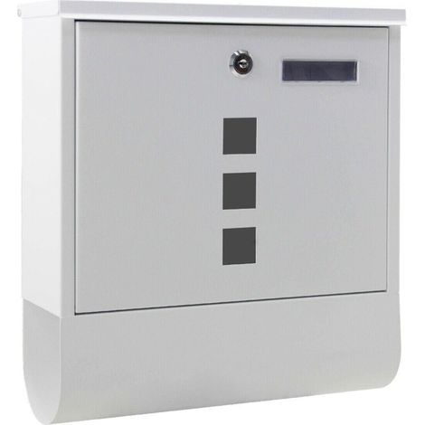 Cassetta postale di design con portagiornali per montaggio a parete posta 30,5 x 9,6 x 33,5 cm bianco 160000054