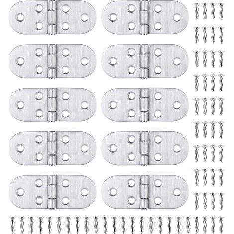 10 Charnière Inox et Vis, Montage facile et solides, pour Table Pliante, Porte de Placard, Trappe, Fenêtre Bateau/Maison (1/5)