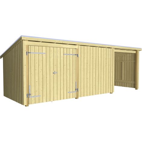 Plus Gartenhaus Nordic Multi 619 x 208 cm natur mit Doppeltür, Dachpappe (1/3)