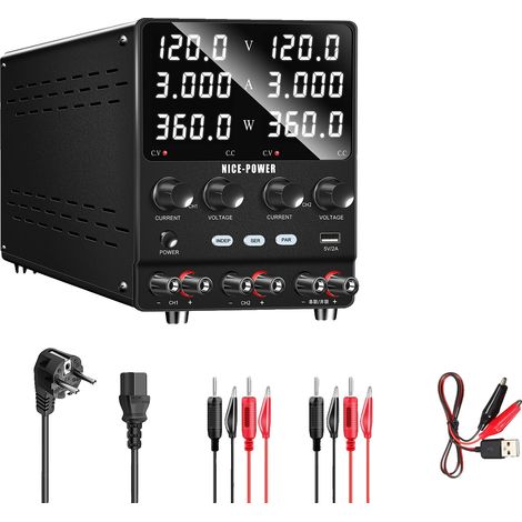 Fuente de alimentación, doble salida, carga inteligente, doble canal de 120 V y 3 A (1/2)