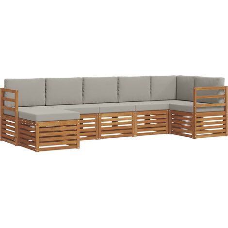 Sectional Sofa Set with Cushion 7 pcs Natural and Light Grey vidaXL
