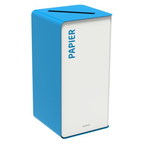 Borne de tri sélectif Cubatri, sans serrure - papier - 40l - blanc / bleu ciel - RAL 5015 (1/2)