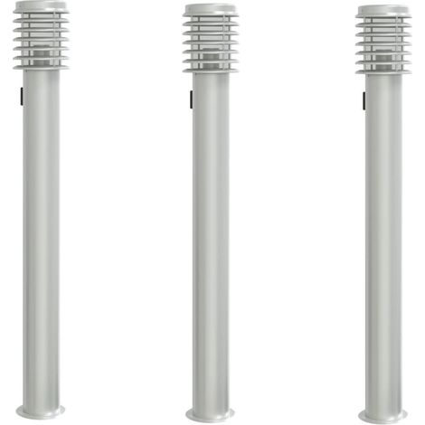 Set di 3 lampioni da giardino per esterni 14 x 14 x 110 cm acciaio inox color argento 020056637
