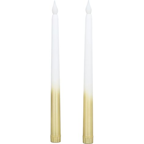 LED-Kerzen in Wachsoptik, batteriebetrieben, flammenlos, für Hochzeiten, Geburtstage und Partys, halbglänzendes Goldfinish (1/5)