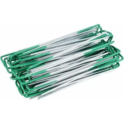 50 Pcs Piquets de Fixation, Piquets de Jardin, Agrafes Gazon Synthétique Vert, pour bâches de Sol de Jardin, Fixation de Gazon synthétique extérieur (1/5)