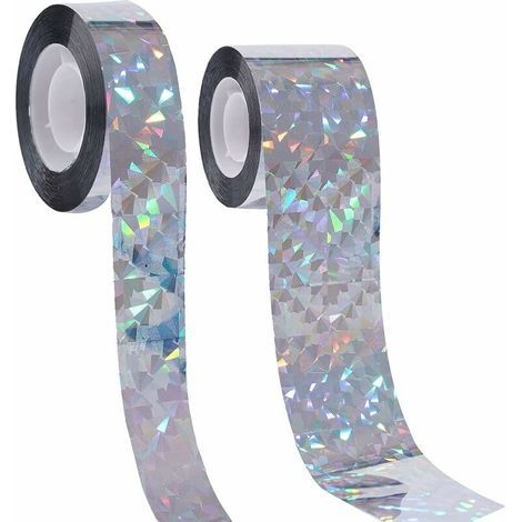 Lot de 2 bandes anti-pigeons - 80 m - Bandes réfléchissantes brillantes et réfléchissantes - Pour défense paisible des pigeons, oiseaux, chats et autres animaux (1/5)