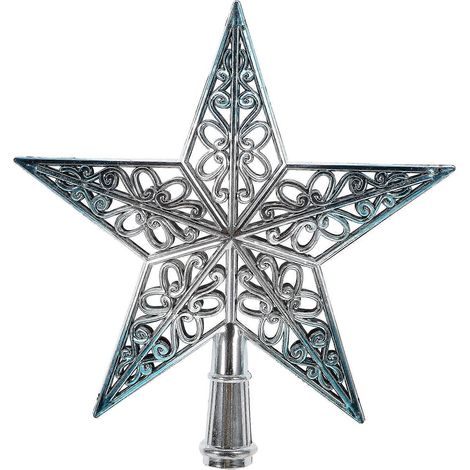 Étoile scintillante ajourée pour sapin de Noël, décoration à suspendre (bleu argenté) (1/5)