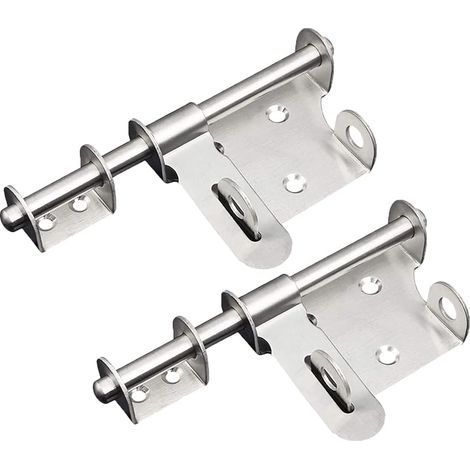 2 Pièces Loquet Verrouillage, Loquet En Acier Inoxydable, Loquets De Porte De Sécurité, Verrou De Porte à Boulon Coulissant Avec Trou Pour Cadenas Pour Portails, Clôtures, Abri De Jardin (1/5)