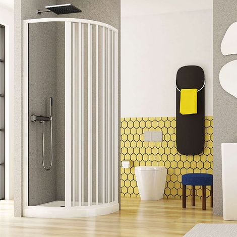 Box doccia 70x90 semicircolare a soffietto in PVC bianco apertura sul laterale sinistro e chiusura calamitata Teti (1/3)