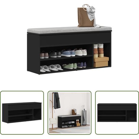 Schuhregal - Schuhbank Schwarz 102x30,5x45 cm Holzwerkstoff (1/5)