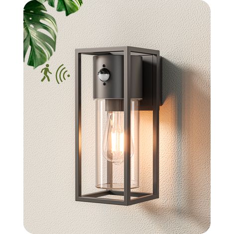 EDISHINE Wandlampe Innen/Außen mit Bewegungsmelder Wandleuchte Aluminium IP44 wasserdicht E27 Fassung ohne Leuchtmittel Anthrazit (1/5)