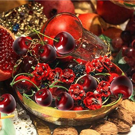 Cerise Artificielle - 36 Pièces - Faux Fruit Décoratif pour Bol à Fruits - 2,5 cm - Mousse Solide - Décoration Table Intérieure (1/5)