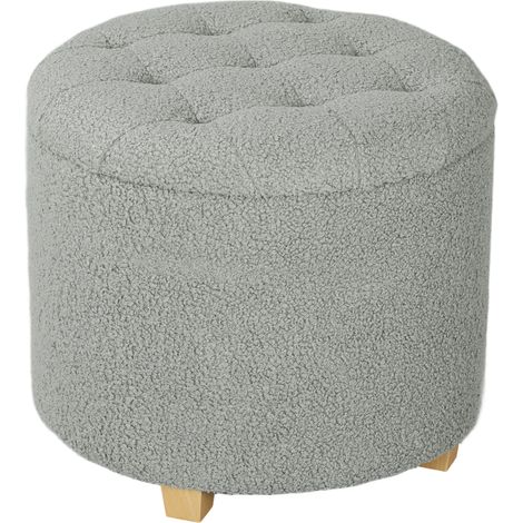 40.5L Grey Teddy Fleece Storage Ottoman for Living Room Organization and Style
