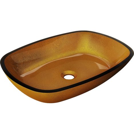 Mexen Araks Glaswaschbecken Aufsatz 54 x 39 cm, Gold - 24155450 (1/5)