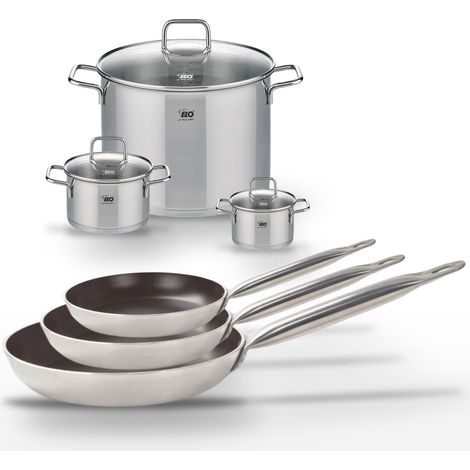 Lot 3 Poêles 24/28/32cm Elo Bistro Line et 3 Faitouts 12/16/26cm Elo Citrin (1/5)