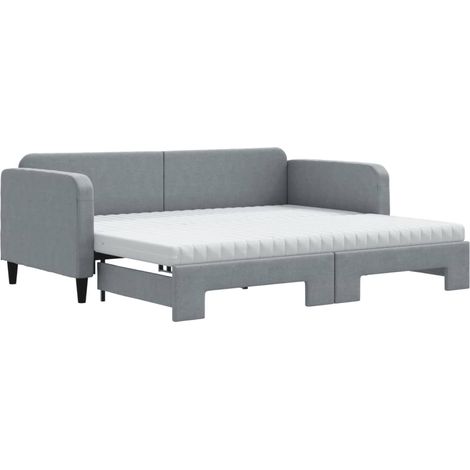 Maison Exclusive - Lit de jour avec gigogne et matelas gris clair 90x200 cm tissu