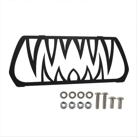 Inserto de dientes para parrilla delantera de motocicleta, juego de rejillas de malla negras (1/5)