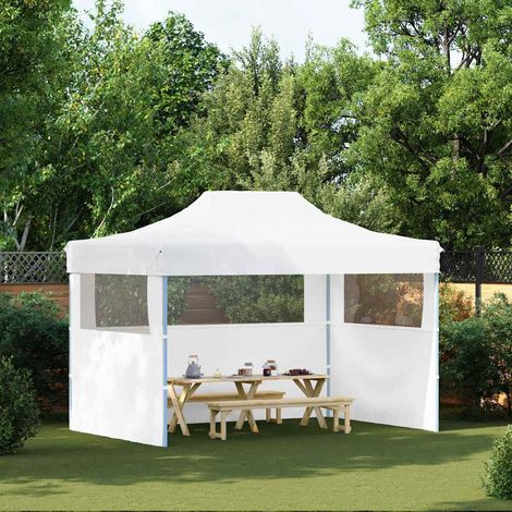 vidaXL Carpa plegable profesional con 3 paredes acero blanco 280x410x315 cm (1/4)