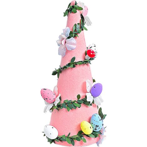 Décoration de Pâques cône floqué EJ0089F rose tour arbre œuf fleur artificielle maison accessoires assortis aléatoirement (1/5)