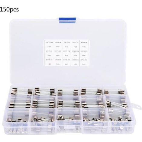 pair XUY Assortiment De Fusibles En Tube De Verre 150Pcs 6X30Mm 0.5A - 1A - 2A - 3A - 5A - 8A - 10A - 15A - 20A - 30A (1/4)